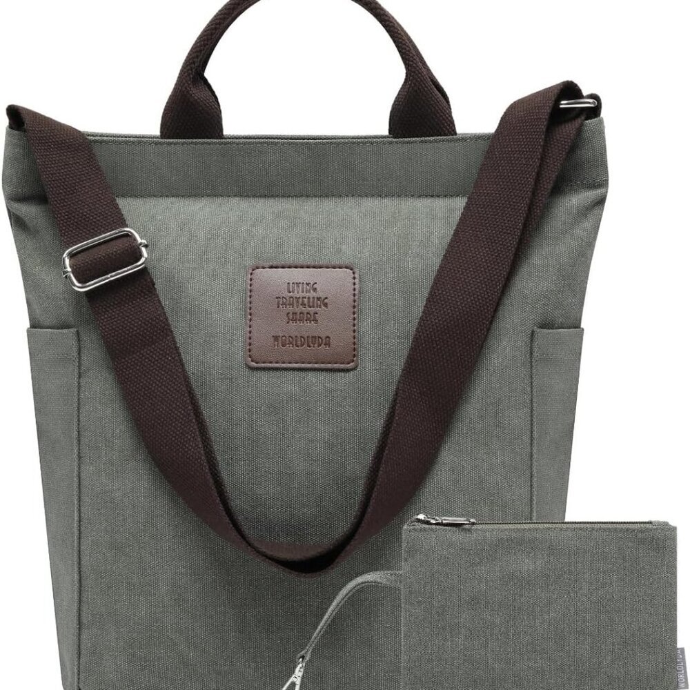 Worldlyda Women Canvas Tote Purse Large Shoulder Bag Casual Crossbody Hobo Top H